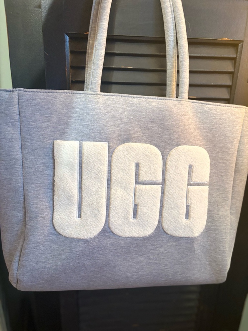 UGG Light Grey Logo Tote in Heathered Grey with White Patch Letters